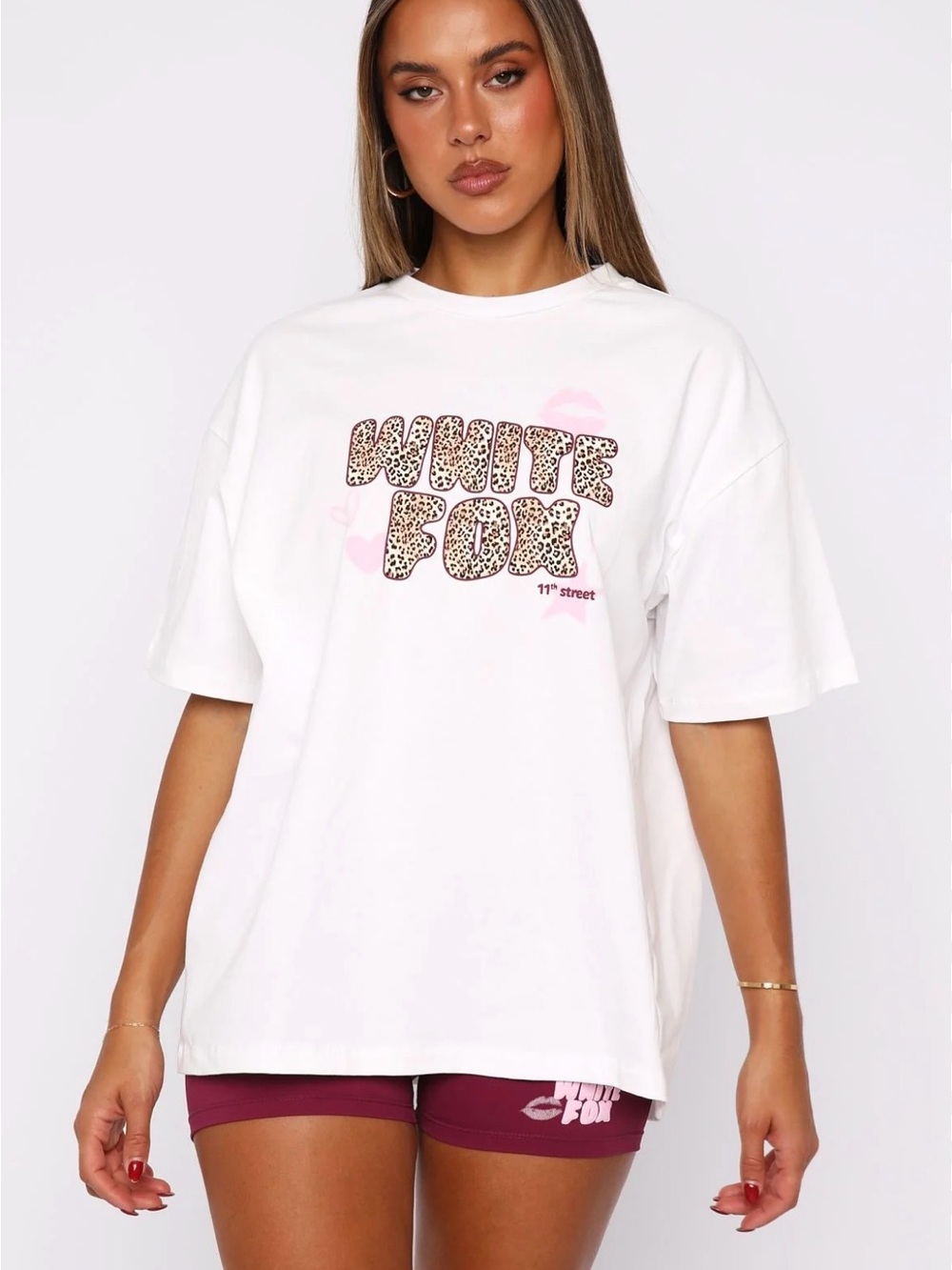 WHITE FOX 11th Street She's So Lucky Oversized Tee Leopard Splice - L/XL